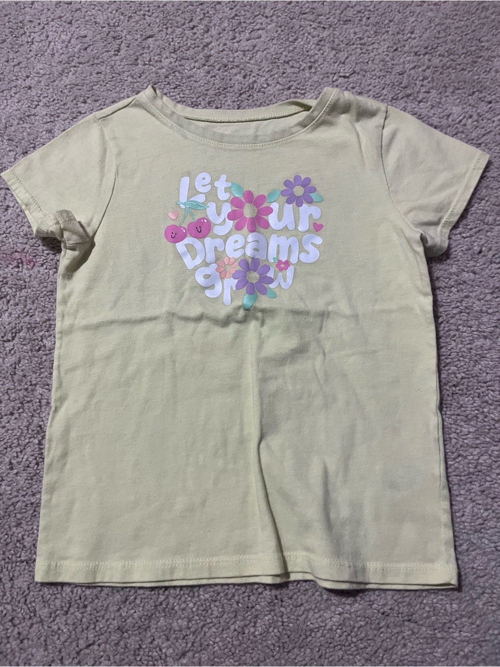 Kids Yellow Graphic Tee - Let Your Dreams Grow